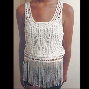 Cream Knit Top Bikini Cover Up