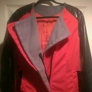 Red/Gray/ Black Vegan Leather Quarter Length