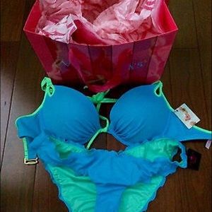 NWT Victoria's Secret 34D Bathing Suit Combo Blue