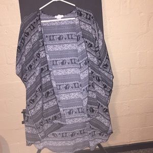 Black and white elephant kimono