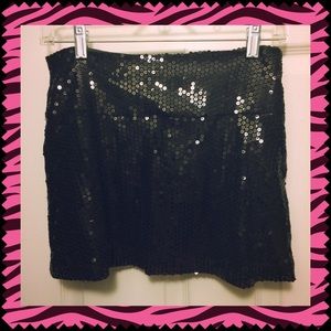 Wet Seal Black Sequin Mini Skirt