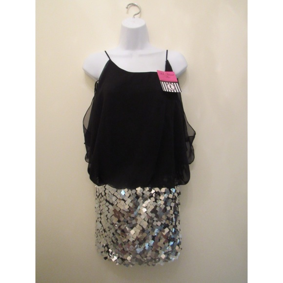 Black and silver sequined hot fitted dress