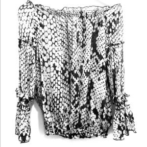 ZARA off-the-shoulder chiffon blouse, small