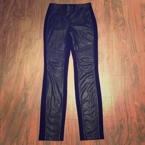 BCBG Black Leather Jeggings