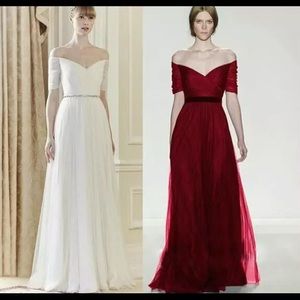 Burgundy red bridal prom corset lace up maxi dress