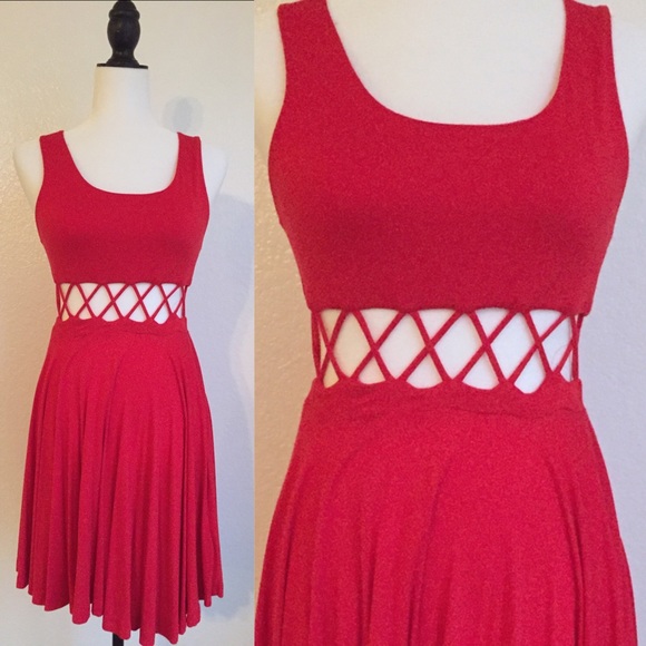 Dresses & Skirts - Red cut out dress.