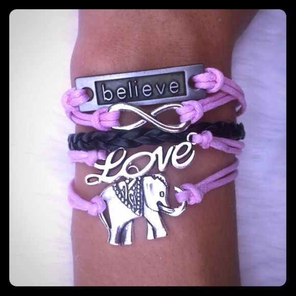 Good Luck, Pink Woven & Braided bracelet w/ Charms
