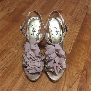 Rose pink ruffle heels