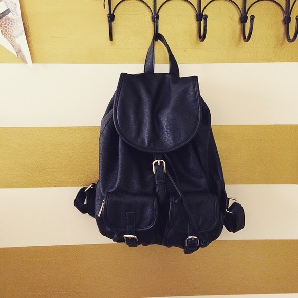 Forever 21 Handbags - Black Leather Backpack