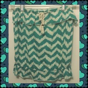 Teal Chevron Tube Top with Tie