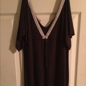 Cute brown tie front top L NWOT great w Jeans