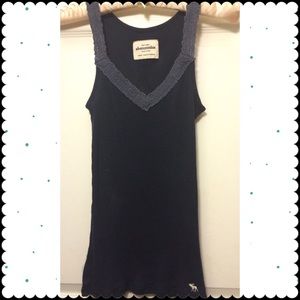 Abercrombie Dark Blue and Grey Lace Tank