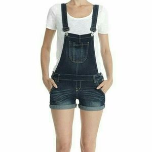 Denim overall shorts