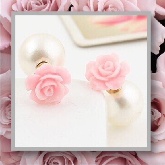 Pink flower earrings