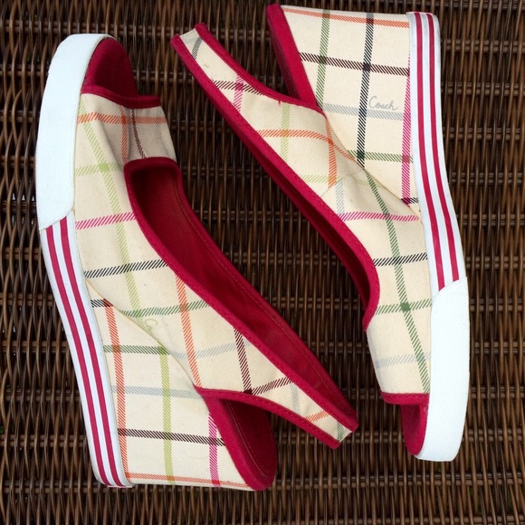 Coach Shoes - SOLD - COACH Gingham Wedges