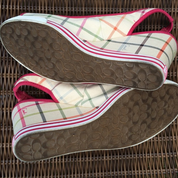 SOLD - COACH Gingham Wedges - Picture 2 of 2