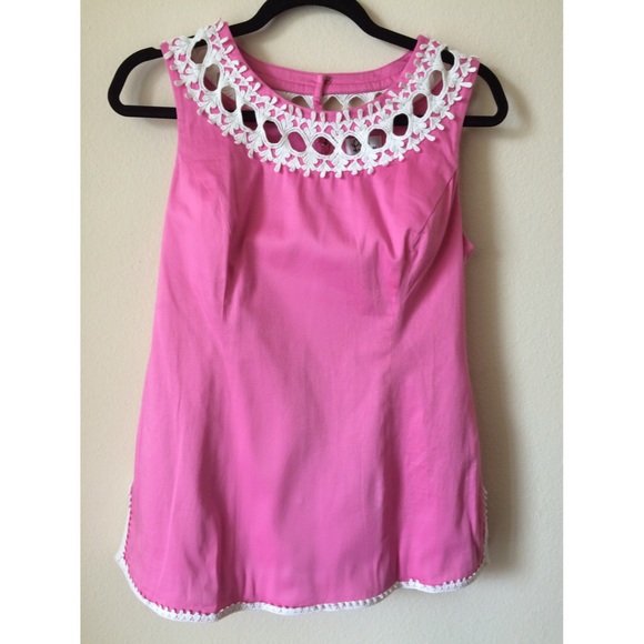 Lily Pulitzer Barbie pink white trim top