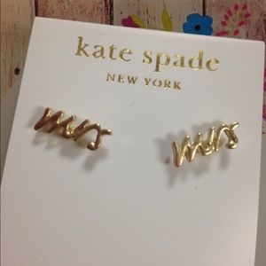 Gold tone "mrs" earrings