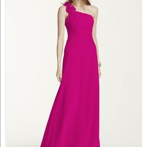 Fushia Chiffon Floor Length Evening Gown