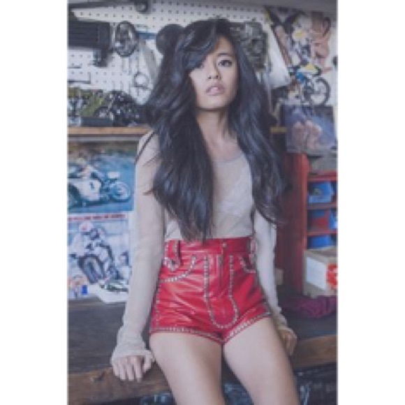 Siren Red Studded Shorts