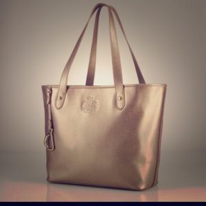 Ralph Lauren Gold Tote/Oxblood satchel bundle