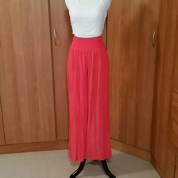 Red high waisted boho gypsy palazzo pants