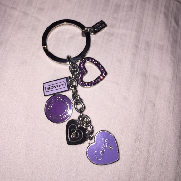 Purple and silver Coach key chain
