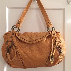 Leather yellow hand bag