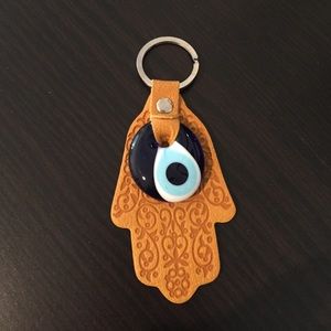 100% PURE LEATHER handmade EVIL EYE KEYCHAIN