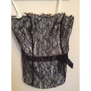 Ann Taylor Lace Strapless Satin Top