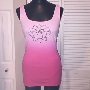 NEW! Custom BLING tank size L Lotus flower & Hamsa
