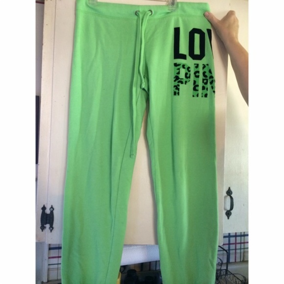 Green Victorias Secret VS Love Pink sweatpants