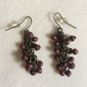 🚫not available- given as a free gift - Bronze & wooden beaded dangling earrings