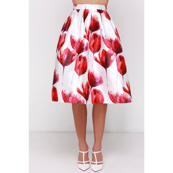 LOWEST 💜 "The Beauteous Flower" Flare Midi Skirt - Picture 3 of 4