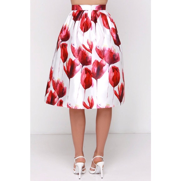 LOWEST 💜 "The Beauteous Flower" Flare Midi Skirt - Picture 4 of 4