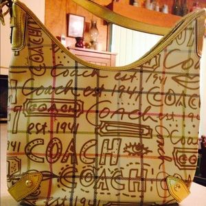 Authentic Coach Tattersall Graffiti Hobo Bag