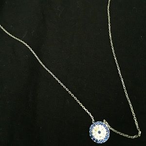 Sterling silver Crystal evil eye necklace (Small)
