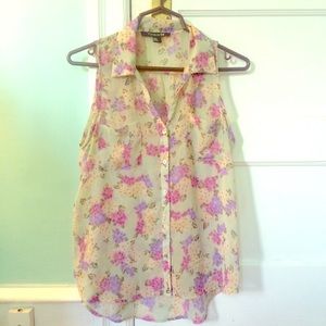 Mint Floral Collared Tank (Forever 21)