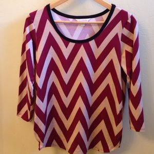 Tan & wine chevron stripped shirt