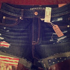 American Eagle American Flag High-Rise Shortie