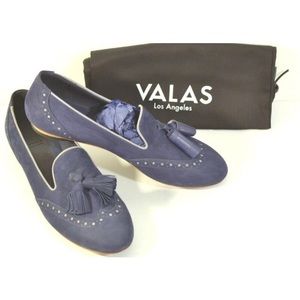 Valas Los Angeles Navy Tassel Loafer Flats Shoes