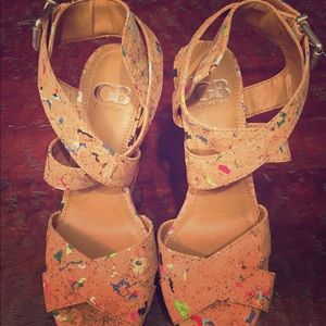 Gianni Bini colorful "Wrap It" Cork Wedges