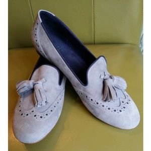 Valas Los Angeles Grey Tassel Loafer Flats Shoes