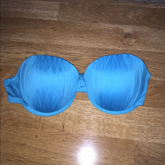 blue strapless bikini top