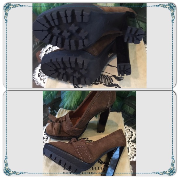 HOLD* Authentic Burberry suede tassel chunky heels - Picture 3 of 4