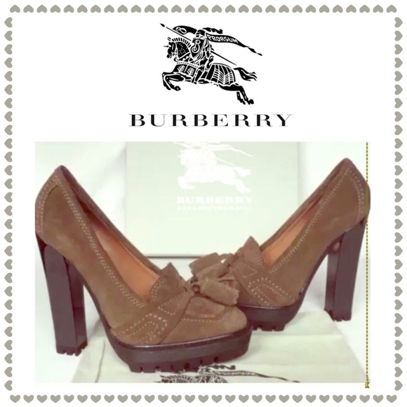 Burberry Shoes - HOLD* Authentic Burberry suede tassel chunky heels