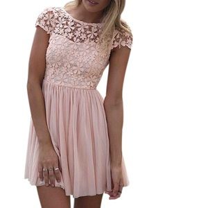 Pink floral crochet dress