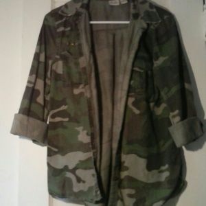 Camouflage Studded Military Jacket