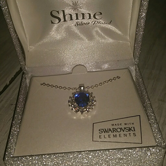 Blue swarovski crystal necklace