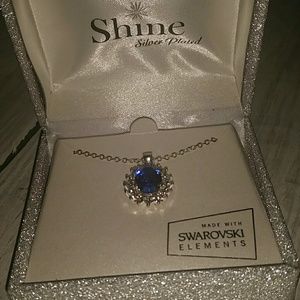 Blue swarovski crystal necklace